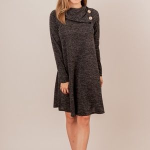Heathered Mock Neck Knit Dress